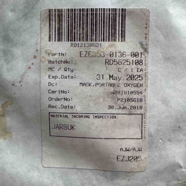 Mask for portable oxygen in aircraft for sale.