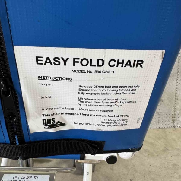 DHS easy fold chair for aircraft for sale.
